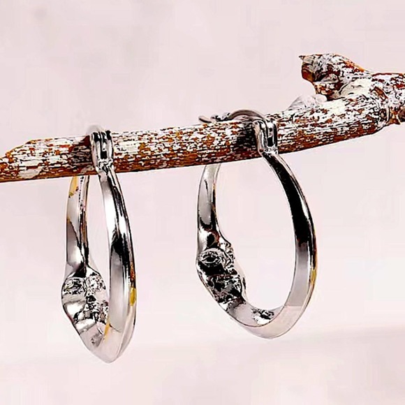 Silver Moon Hoop Minimalist Earrings Earrings - Picture 5 of 7